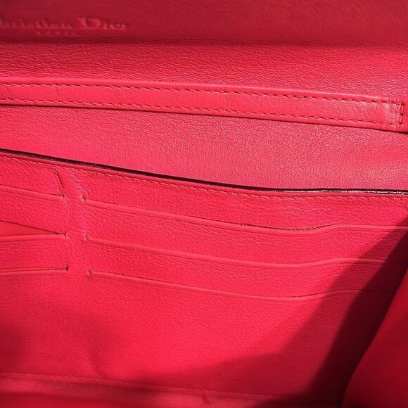 - Authentic Cristian Dior Leather Pink/Coral Wallet on a Chain - Picture 13 of 17
